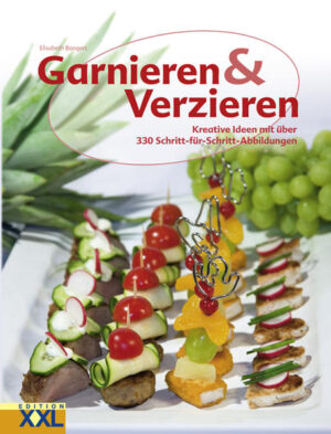 Kulinarische Köstlichkeiten, die nicht nur den Gaumen, sondern auch das Auge verwöhnen, garantieren vollendeten Essgenuss. Denn nicht umsonst heißt es: Das Auge isst mit! Dieses Buch präsentiert fantasievolle Ideen, die z. B. Vorspeisen, kalte Platten, Getränke und auch süße Köstlichkeiten zu wahren „Highlights" auf der Tafel werden lassen. Ausführliche Schritt-für-Schritt-Abbildungen zeigen, wie selbst Ungeübte schnell zum Erfolg kommen.