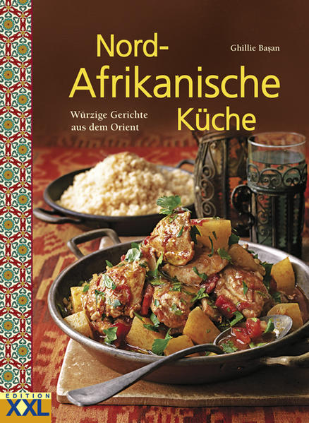 Der Reiz der nordafrikanischen Küche liegt in der Verbindung von Einfachheit mit traditionsreicher Raffinesse. Mit wärmenden Gewürzen wie Kumin oder Ingwer werden Gerichte gezaubert, mit denen in Ihrer Küche und am Essenstisch die Sonne aufgeht. Eine wichtige Rolle spielt dabei das raffiniert konzipierte Kochgefäß Tajine, in dem verschiedene Fleischsorten und köstliche Zutaten frisch vom Feld oder z. B. auch aus dem Meer gegart werden, die dann ebenfalls Tajine heißen. Sie können jedoch auch in einem gewöhnlichen Kochtopf mit Deckel zubereitet werden. Cover mit partieller Goldfolienprägung