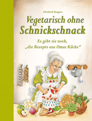 Köstliche Gerichte aus Omas Küche - ganz ohne Fleisch! Die vegetarische Küche ist keineswegs eine moderne Erscheinung, denn schon zu Großmutters Zeiten wurde überwiegend fleischlos gekocht. Ob herzhafte Quark-Frikadellen, Kartoffelgratin oder süße Dampfnudeln: Lassen Sie sich von den vielen schmackhaften Rezepten aus Omas Rezeptsammlung verführen! Alle Rezepte sind leicht verständlich erklärt und einfach nachzukochen. Der Ratgeber stellt verschiedene Gemüsesorten vor und zeigt, wie man Nudelteig einfach selbst herstellen kann. Mit vielen Tipps und Tricks für gutes Gelingen. Matt cellophanierter Halbleinenband