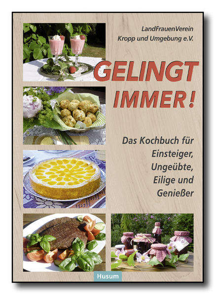 „Gelingt immer“, sagten sich die Damen des Landfrauenvereins Kropp und Umgebung, und meinten damit sowohl alte überlieferte als auch neuere Rezepte, die leicht umsetzbar sind, aber auch hohen Ansprüchen genügen. Ihre erprobte Sammlung reicht dabei von Suppen und Salaten über Hauptgerichte mit Fisch oder Fleisch bis hin zu Süßspeisen und Gebäck und erscheint hier in einer vollständig neuen Ausgabe. Traditionelle Gerichte, einem norddeutschen Kochverständnis entsprechend und aus möglichst naturbelassenen Zutaten, finden sich neben originellen Eigenkreationen, die nicht nur auf Haushalte von zwei bis vier Personen, sondern auch auf größere Gruppen ausgelegt sind. Einsteigern bietet dieser Band zudem wertvolle Tipps zu Mengenangaben und Abkürzungen, lässt aber auch Platz für Notizen und eigene Rezepte.