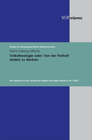 Dieser Band widmet sich mit Helias Meder (1761-1825) einem Theologen in der Spätaufklärung, der das Pfarramt vor allem als Lehramt verstand. Wesentliche Impulse erhielt er durch die »reformatorische verligting« an der Universität Groningen. Nach seiner ersten Pfarrstelle im Groninger Land wechselte Meder in seine Heimatstadt Emden, wo er bald zum führenden reformierten Theologen Ostfrieslands avancierte. Neben einigen theologischen Gelegenheitsschriften veröffentlichte Meder eine mehrbändige Auslegung des Emder Katechismus. Im Jahrzehnt vor der Jahrhundertwende und kurz vor seinem Tod verfasste er Unterrichtsbücher des christlichen Glaubens, die in Form und Inhalt dem Alter der Zielgruppen entsprechen sollten und unterschiedliche Funktionen hatten. Die Bücher sind in die katechetische Tradition der reformierten Kirche eingebunden, gehen aber wie andere zeitgenössische Werke auch neue Wege, ohne sich der philanthropischen Mode anzuschließen. Meders letztes Lehrbuch wurde als Darlegung der »Normaltheologie« bis über die Jahrhundertmitte geschätzt.