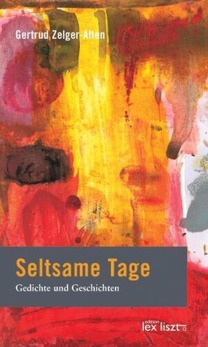 In „Seltsame Tage“, einer Sammlung von Lyrik und Prosa, geht es kreuz und quer durch die literarische Arbeit von Gertrud Zelger-Alten. Die Texte sind geprägt von Einfühlsamkeit, einer konsequenten Ethik und besonderen Nähe zur Natur. Die Geschichten in diesem Buch, schreibt die Autorin, „erzählen Erinnerungen an die längst vergangene Jugend. Erlebt sind sie alle, die seltsamen Tage, die leichten und die schweren. Und alle waren ein Geschenk“.