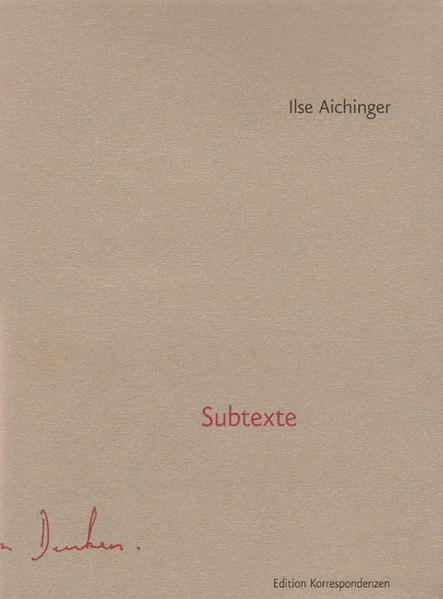 Am 1. Januar 2005, nach Abschluss ihres Buches Unglaubwürdige Reisen, eröffnet Ilse Aichinger noch einmal ein Journal: wechselt die Zeitung, wechselt das Café und schreibt Woche für Woche an einem furiosen, poetisch erzählenden Essay. Mit der Boulevardpresse und den Büchern des Philosophen E. M. Cioran auf dem Kaffeehaustisch, ist Aichinger der Definition von 'Subtext' auf der Spur. Mit größter Genauigkeit und funkenschlagender Komik schreibt sie 'vom Ende her und auf das Ende hin' und entfaltet einen zusammenhängenden Zyklus, in dem das Blitzhafte des Denkens und der Erinnerung sich als lang nachrollender Donner entlädt. Ilse Aichingers Subtexte sind eine Intervention gegen Verharmlosung und primitives Einverständnis. 'Positiv denken ist das Gegenteil von Denken.' Es ist ein wildes Buch, an dessen Schluss noch einmal - wie in der berühmten 'Spiegelgeschichte ' - Ende und Anfang, Geburt und Tod, in eins fallen. Die Anarchie einer 85-jährigen großen Dichterin.