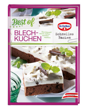 Best of Blechkuchen - eine Auswahl des Dr. Oetker Konditormeisters In diesem Buch hat der Dr. Oetker Konditormeister die besten Blechkuchen-Rezepte aus den bisherigen Dr. Oetker Backbüchern zusammengefasst. Von klassisch über fruchtig bis cremig - hier finden Sie einfache Rezepte, die schnell zubereitet sind.