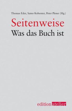 Was ist das Buch?' - 33 Antworten auf diese Frage versammelt der von Thomas Eder, Samo Kobenter und Peter Plener herausgegebene Band Seitenweise. Dabei geht es weniger um die historische Entwicklung des Mediums als um Buch-Künste und -wissenschaften, Bildung, Politik und Religion. AutorInnen, JournalistInnen, WissenschaftlerInnen, VerlegerInnen, BuchhändlerInnen und viele mehr haben sehr persönliche Texte über erste Begegnungen, (Buch-)Verluste und Lektüre-Erlebnisse, aber auch Beiträge zu (Buch-)Neurosen und Fetischisierungen beigesteuert.