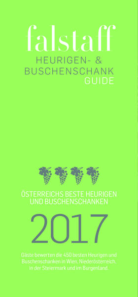 450 Heurige und Buschenschanken in Wien, Niederösterreich, im Burgenland und in der Steiermark inklusive Bewertung, Beschreibung und der gewohnten übersichtlichen Symbolik zu Ausstattung und Angebot. Außerdem Top-Rezepte aus den Küchen der besten Heurigen, Empfehlungen zum Wein- und Spezialitätenkauf und regionalen Veranstaltungstipps rund ums Thema Wein.