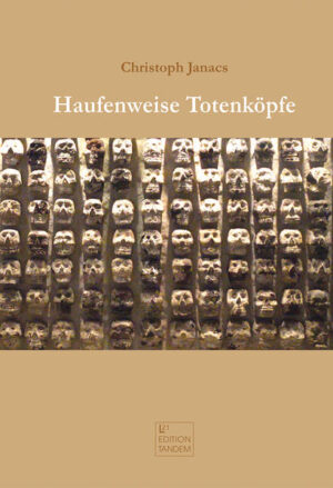 „Haufenweise Totenköpfe“ ist Janacs` fünftes Buch, das sich Mexiko, seiner Geschichte und Gegenwart und seiner Kultur in poetischer wie erzählender Form nähert. Aus früheren Werken vertraute Figuren tauchen wieder auf, neue gesellen sich hinzu, Tourismusziele erscheinen in einem veränderten, realitätsnahen Licht und immer wieder greifen Mythos und Tod in das Geschehen ein. Und eines ist klar: Mexiko ist nicht nur am Día de los Muertos das Land der Totenköpfe...