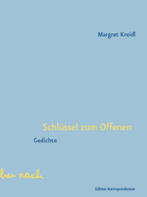 Spiel und Regel gehören für Margret Kreidl zusammen, gerade im Gedicht. Sie verwendet in "Schlüssel zum Offenen" das ­G-E-D-I-C-H-T buchstäblich, als Codewort für ihre sieben­zeiligen Ge­dichte. Mit dieser strengen Vorgabe macht sie die Möglichkeiten des lyrischen Sprechens sichtbar: freie Verse, Reime, Listen, Zeilen­sprung. Die Autorin verortet ihr Schreiben in der Zeit, in der Auseinandersetzung mit einer Gesellschaft, deren Krise sich in der Sprache spiegelt. Sie versteht das Gedicht immer auch als ­Dialog mit anderen, mit Literatur, Kunst und ­Medien. So kommen Anne Carson und Candy Crash zusammen, Live-Ticker und Märchenmotive, Tendenzbären und Trolle, Wanderkrapfen, der Hinkjambus und das türkische Wort "haymatloz". Die Lust am Wort und die assoziative Bildkraft dieser Ge­dichte beflügeln nicht nur unsere Phantasie, sondern schärfen zugleich das Bewusstsein. Mit ihren GEDICHT-Gedichten nimmt Margret Kreidl das Spiel mit dem Akrostichon auf und reflektiert seine Form in einer Serie von 107 Leistengedichten, die zeigen, wie produktiv Selbstbeschränkung für unsere Gegenwart ist, für das Gedicht.