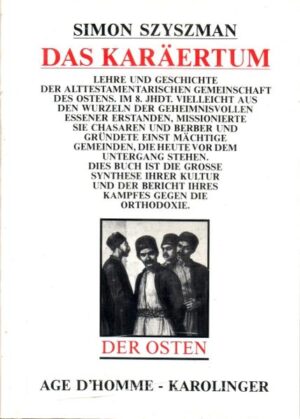 Die Karäer, die uralte alttestamentarische Gemeinschaft des Ostens, stehen in der Kontinuität der geheimnisvollen Essener. Geistes-, Kulturgeschichte und Volkskunde einer untergehende Welt, einer Glaubensgemeinschaft, die im 8. Jahrhundert im Zweistromland ihren Ursprung nahm.