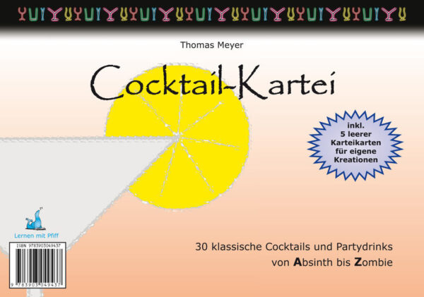 Rezeptbücher für Cocktails gibt es wie Sand am Meer, doch haben sie fast alle dieselben Nachteile: Eine viel zu große Auswahl mit viel zu vielen Zutaten. Dabei kommt eine gelungene Cocktailparty mit weit weniger aus! Diese Kartei enthält 30 Rezepte der beliebtesten Cocktails und Partydrinks. Die Vorteile dieser Kartei: > Stellen Sie Ihre eigene individuelle Cocktailauswahl anhand der Ihnen zur Verfügung stehenden Zutaten zusammen, indem Sie die übrigen Karten einfach beiseite legen > Kein zufallendes Buch