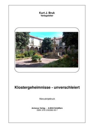 Das Klosterleben scheint nicht in unsere heutige Zeit zu passen. Manchmal dringen auch noch skandalöse Zustände in die Öffentlichkeit und es war längst schon an der Zeit, sich ernsthaft mit dieser Problematik auseinanderzusetzen. Der Autor Kurt J. Bruk ist ein jahrzehntelanger Beobachter der klösterlichen Szenen und hat sowohl das Pro als auch das Contra zusammengetragen und sorgfältig gegeneinander abgewogen. Welcher Personenkreis kommt heute noch für ein Leben im Kloster und mystischer Kontemplation in Frage?