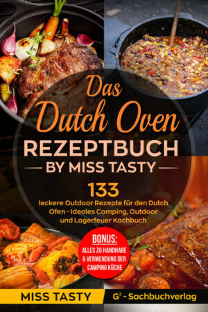 In diesem Rezeptbuch werden insgesamt 133 Rezepte für die Zubereitung im Dutch Oven vorgestellt. Das Buch setzt sich aus zwei Kapiteln zusammen. Im ersten Kapitel wird kurz auf die Geschichte des Dutch Oven eingegangen, der bereits zu Beginn des 18. Jahrhunderts von den Siedlern in den USA vielseitig eingesetzt wurde. Außerdem beinhaltet das erste Kapitel wichtige Informationen rund um das Einbrennen, die Nutzung sowie die Reinigung dieses praktischen Kochgeräts, sodass auch Neulinge, die bislang noch keine Erfahrung mit Dutch Oven gesammelt haben, direkt mit der Anwendung beginnen können. Das zweite Kapitel beinhaltet ausschließlich die 133 Rezepte. Neben Hauptspeisen, wie Gulasch, Grünkohl mit Kartoffeln oder dem Bohnen-Steinpilz Eintopf, werden auch die Rezepte für Beilagen, wie beispielsweise Rotkohl oder süße Zwiebeln, detailliert vorgestellt. Natürlich werden auch Süßspeisen beziehungsweise Nachtische nicht vergessen: vom Blaubeerkuchen über die Apfelrolle mit Zimt bis hin zu den köstlichen Kranbeeren-Schnecken, ist hier alles, was lecker ist und im Duch Oven zubereitet werden kann, vertreten. Die Zubereitung jedes einzelnen Rezepts wird detailliert und Schritt für Schritt erläutert. Außerdem zählt jedes Rezept mit einer Einkaufsliste, die die benötigten Zutaten und Angaben für die Anzahl der Portionen beziehungsweise Personen beinhaltet. Das Rezeptbuch eignet sich für alle, die gerne an der frischen Luft, zum Beispiel im eigenen Garten oder im Rahmen des Camping-Urlaubs, grillen, backen und braten und auf der Suche nach leckeren Rezepten sind.