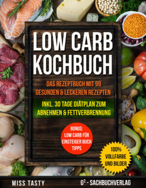 Die besten Low Carb Rezepte für Zuhause + Ernährungsplan! 100% Bilder und Vollfarbe. 99 Rezepte - 99 Bilder Das Kochbuch für gesunde Ernährung. „Abs are made in the kitchen“, zu deutsch: Bauchmuskeln werden in der Küche gemacht. So lautet das grundlegende Credo für Gewichtsreduktion, Muskelaufbau und Körperfettverringerung während des Trainings. In diesem Buch finden Sie viele ausgefallene und leckere Rezepte, um Ihren Stoffwechsel anzuregen und Fett zu verbrennen und sich gleichzeitig ausgewogen und gesund zu ernähren. Aller Anfang ist schwer. Das gilt vor allem für Neueinsteiger bei Diäten und Fitnessplänen, welche Sie für den kommenden Sommer in Form bringen sollen. Ernährung spielt bei einem solchen Vorhaben eine immens große Rolle, da sich gesundes und konsequentes Abnehmen nicht ausschließlich durch sportliche Betätigung bewerkstelligen lässt. Die größte Schwierigkeit jedoch ist hier gesunde Lebensmittel einzukaufen und zu verwerten, ohne dass es langweilig wird. Denn wer will schon 5 Tage am Stück gebratenes Putenfleisch mit trockenem Reis essen? 99 Rezepte, nachgekocht mit Foto Dieses Kochbuch bietet Ihnen eine Vielzahl an gesunden und ausgefallenen Low-Carb Rezepten, mit denen Sie Ihren benötigten Nährstoffbedarf decken können, ohne dabei zu viele Kohlenhydrate und ungesunde Fette zu sich nehmen müssen. Denn Kohlenhydrate sind gute Energiespeicher und werden vom Körper, sofern sie nicht direkt verwertet werden, in Fett umgewandelt um für den Organismus als Reserve vorhanden zu sein. Wie man diesen Kohlanhydratanteil in gewissen Mahlzeiten verringert, mit welchen Zutaten man arbeiten kann während noch genügend Energie zugeführt wird und gleichzeitig seinen Körperfettanteil verringert ist ein schwieriges Unterfangen, wenn man Neueinsteiger ist und vor allem noch nicht so viel Erfahrung im Umgang mit seinem eigenen Körper und dessen Verträglichkeiten hat. Denn jeder Körper ist anders. Jeder Körper reagiert individuell auf bestimmte Umstellungen, Nährstoffzufuhren und Nährstoffbegrenzungen. Aus diesem Grund besteht mit dieser Rezeptsammlung die Möglichkeit Ihrem Körper nach und nach abzuverlangen, was weniger gut und was besser funktioniert. Schaffen Sie es Ihren Stoffwechsel anzutreiben, so beginnt Ihr Körper damit, Energie, welche er dank Low-Carb Rezepten nicht mehr aus der direkten Nahrungszufuhr zu ziehen, sondern aus den Energiereserven, die sich als Fettdepots bemerkbar machen. Um Ihren Stoffwechsel auf Hochtouren zu bringen, gibt es viele Möglichkeiten: Sport, exzessives Ausdauertraining, Kälte-Therapien, Nahrungsergänzungsmittel aller Art oder gar Saunabesuche. Allerdings wird die vielversprechendste Methode leicht vernachlässigt, das Antreiben des Stoffwechsels mit einfachen und überall erhältlichen Lebensmitteln. In diesem Buch finden Sie eine reichliche Sammlung an Zutaten, Gewürzen und Getränken, welche Ihren Stoffwechsel ankurbeln sollen. Sind Sie bereit ohne Hungerdiäten abzunehmen und Ihrer Ziel-Sommerfigur immer näher zu kommen? Mit diesem Kochbuch werden Sie es sein!