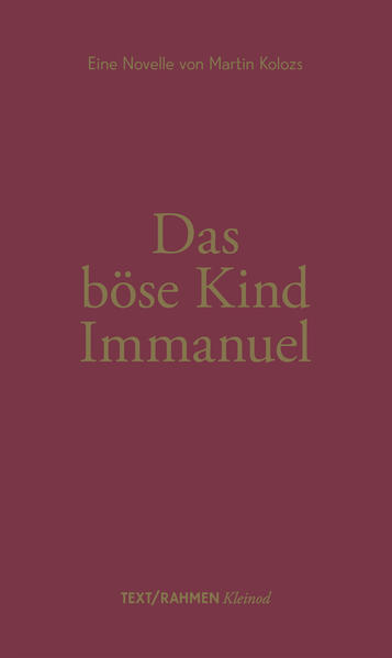 Martin Kolozs - Das Böse Kind Immanuel »Ich habe keine Macht über ihn«, sagte Josef, und ein Riss ging durch seine Stimme. Josef ist Ziehvater und Beobachter seines heranwachsenden Sohns. Das es sich bei Immanuel um ein besonderes Kind handelt, war ihm von Anfang an klar. Dennoch wundert er sich, dass alles, was Immanuel sagt, ob gut oder böse, eine Tat ist oder zum Wunder wird. Mit den daraus resultierenden Konsequenzen haben vor allem seine Eltern zu leben.