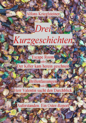 Alfons Krieglsteiners jüngster Prosaband wurde vom Kulturressort des Landes Oberösterreich mit einer Förderung bedacht.Er besteht aus drei Kurzgeschichten: (Un)wahre Begebenheiten eines einsamen Ichs, das seine Erinnerungen durchstreift und sich davon zu einem spöttischen Spiel mit der Wirklichkeit hinreißen lässt. Nummer eins kommt wie eine aufregende True-Crime-Story daher. Der Leser merkt aber bald: Es geht weniger darum, herauszufinden, wer der Mörder ist, als vielmehr darum, wie der „Held“ der Story, Redakteur A., aus der Geschichte wieder herauskommt. Denn offensichtlich ist er (und der Leser mit ihm) in sie hineingeraten, als er in seine Schneekugel starrte, und sitzt nun in der Falle seiner Phantasie. Denn schon lang hat er davon geträumt, für die Zeitung auch einmal den Crime Reporter spielen zu dürfen. Nun macht sich der Traum selbstständig. Nummer zwei ist eine aberwitzige Studie über den zunehmenden Kontaktverlust des Zeitungsredakteurs Valentin, der sich am Verlust seiner Brille abzeichnet. Die Story ist Nikolai Gogols Novelle „Die Nase“ nachempfunden und lässt der ganzen Absurdität des Daseins freien Lauf. Nummer drei ist ein Oster-Report, der die Erlebnisse der Hauptfigur, eines Reporters der katholischen Lokalzeitung, von Karfreitag bis Ostermontag rekapituliert. Mit einem Osterwunder, das nichts anderes ist als ein Märchen aus einer realen Welt.