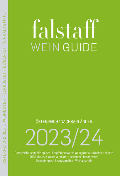 Der Falstaff Weinguide ist der anerkannte Guide zu den besten Winzern & Weinen Österreichs und Nachbarländern. Auf rund 850 Seiten finden sich rund 4.000 aktuelle Weine von 500 Weingütern – verkostet und bewertet