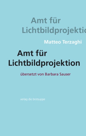 Die Beziehung zwischen Sehen und Vorstellung: Um dieses Thema kreisen die drei Dutzend Prosastücke, die meist die Geschichte einer verirrten Fotografie oder Figur erzählen. Die Begegnung des Erzählers mit einem erratischen Block löst eine Welle der Fantasie und Betrachtungen über den Sinn des Lebens aus, und erratischen Blöcken gleich tauchen auf den Seiten dieses Buchs - oder auf der Leinwand eines geheimnisvollen Amts für Lichtbildprojektion - paarlose Schuhe, krähenhafte Schirme, zwei Räder ohne Rad und die angekohlten Holzsplitter einer von Roman Signer gesprengten Holzkiste auf, ebenso der Geist eines Tigers, eine Frau mit einem Sack über dem Kopf und berühmte Persönlichkeiten wie der Formel-1-Pilot Clay Regazzoni und der Schriftsteller und Spaziergänger Robert Walser. Es sind Fragmente einer Welt, der zwar die eigene Mitte abhanden gekommen ist, die aber dennoch ein dichtes Netz poetischer Verbindungen erkennen lässt.  Amt für Lichtbildprojektion (Originaltitel: 'Ufficio proiezioni luminose') ist bei Quodlibet erschienen und hat 2014 den Schweizer Literaturpreis gewonnen.