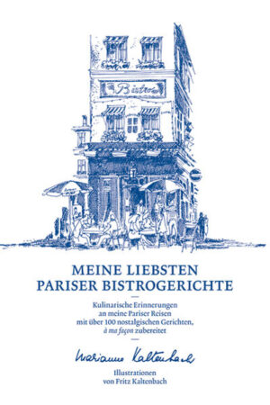 «Für alle, die Paris lieben, habe ich mit meinem Mann zusammen dieses Buch geschaffen. Es entstand in der Ruhe gemeinsamer Ferien, wo wir einkauften, kochten, schrieben, zeichneten und natürlich die kulinarischen Ergebnisse auch gebührend genossen.» Marianne Kaltenbach schrieb für die Küchen verschiedenster Länder: Schweiz, Italien, Japan, Spanien. Mit der französischen Kultur aber fühlte sie sich speziell verbunden, was ihre Kochbücher zu Frankreich, der Provence und den Pariser Bistros wunderschön dokumentieren. 1995 wurde sie in Paris mit dem Grand Prix der «Académie Internationale des Gourmets et des Traditions Gastronomiques» ausgezeichnet.