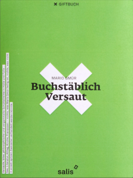 Wie man mit versauten Buchstaben, beziehungsweise vertauschten Buchstaben, auf zwei Zeilen geistreich die verschiedenen menschlichen Triebe, Literatur, Zeitgeschehen und Alltägliches kommentiert, dies zeigt Mario Gmür in seinem kleinen, politisch unkorrekten und elegant-derben Buch. Buchstäblich versaut ist ein Leckerbissen für den humorvollen, aufgeschlossenen Zeitgenossen.