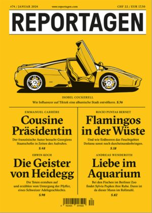 Grosse Reportagen im Taschenbuch. Herausragende Autor:innen berichten, was hinter den Kulissen des Weltgeschehens passiert. In dieser Ausgabe: - London calling. Wie Influencer auf Tiktok eine albanische Stadt entvölkern. Von Isobel Cockerell - Cousine Präsidentin. Der französische Autor besucht Georgiens Staatschefin in Zeiten des Aufruhrs. Von Emmanuel Carrère - Flamingos in der Wüste. Und wie Erdbeeren das Feuchtgebiet Doñana sonst noch durcheinanderbringen. Von Rocío Puntas Bernet - Die Geister von Heidegg. Die Toten erstehen auf und erzählen vom Untergang der Pfyffer, eines Schweizer Adelsgeschlechts. Von Erwin Koch - Liebe im Aquarium. Bei den Fischen im Berliner Zoo findet Sylvia Pupkes ihre Ruhe. Dann ist da dieser Mann im Rollstuhl. Von Andreas Wenderoth