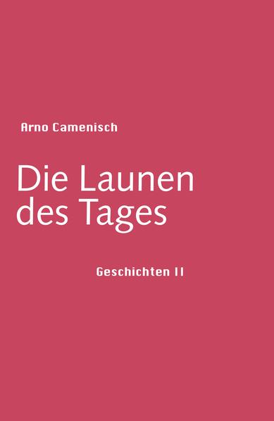 Nach Nächster Halt Verlangen legt Arno Camenisch mit Die Launen des Tages den zweiten Band mit Geschichten von unterwegs vor. Der Reisende gerät von einem Verhängnis ins nächste, denn das Leben schlägt dann zu, wenn man es am wenigsten erwartet. Begegnungen machen das Leben aus, und es ist die Liebe, die es am Laufen hält. Um die Liebe kreisen diese Geschichten, die wie Gewitterleuchten sind und unberechenbar wie das Wetter, es kann in jedem Augenblick in ein bedrohliches Donnerwetter oder in ein Lichtspektakel kippen, und am Ende ist meistens alles ein bisschen anders, als man meinte. Und ist es nicht wahr, so ist es gut geflunkert.