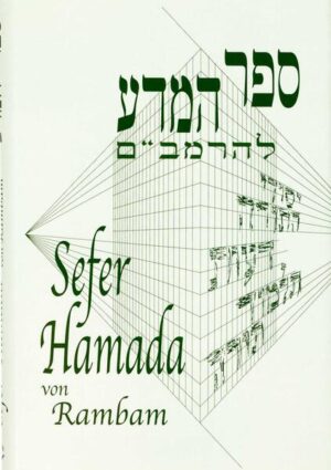 Sefer Hamada Sefer Hamada-Das Buch des Wissens ist der erste Band des Grundlagenwerkes von Rabbi Moshe ben Maimon “Maimonides”. Es behandelt Gebote, die die Grundprinzipien der jüdischen Religion, die man von Anfang an kennen muss und das Verbot des Götzendienstes. Und gerade der erste Band der Mischne Tora von Maimonides ist ein Grundlagenwerk der jüdischen Philosophie und Halacha (jüdisches Gesetz). Und darum ist die Mischne Tora eine umfassende, streng logisch gegliederte Sammlung jüdischer Gesetze des Maimonides. Sie wurde von 1170 bis 1180 geschaffen, als Maimonides in Ägypten war. Das Werk ist in vierzehn Bände unterteilt. Hier erklärt der grosse Gesetzeslehrer in leicht verständlicher Sprache die Grundlagen des Judentums, der jüdischen Lebensführung, die Anerkennung der Einheit des Heiligen. Was ist Götzendienst? Wie studiert man die jüdische Lehre und die Gesetze der Rückkehr zu Gott? Ein Klassiker der jüdischen Philosophie in punktiertem Hebräisch mit deutscher Übersetzung. Moses Maimonides geboren zwischen 1135 und 1138 in Cordoba, gestorben am 13. Dezember 1204 in Kairo. Er war ein jüdischer Philosoph, Rechtsgelehrter und Arzt, der vor allem in Spanien und Ägypten wirkte. Bis heute ist er das geistige Oberhaupt der jemenitischen Juden. Er gilt als bedeutender Gelehrter des Mittelalters. Nach der Eroberung von Cordoba durch die Almohaden,m welche alle Bewohner zur Annahme des Islams zwangen, wanderten sie nach Marokko aus. Auch hier waren die Juden gezwungen sich zum Islam zu bekenne. 1160 erliess Maimon ein Mahnschreiben in arabischer Sprach an die jüdische Gemeinden, in dem er zum Ausharren und zur weiteren Ausübung der jüdischen Bräuche ermahnte.