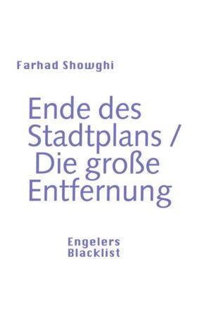 Zwei Bücher von Farhad Showghi in einem Band: Wie aus großer Entfernung schauen die Dinge, die Fenster, Türen, Schuhe, Füße, auch die Bäume, Wolken und Landschaften aus Farhad Showghis Gedichten in "Die große Entfernung" auf ihre Betrachter und Leser zurück. So fern sind sie, dass sie uns fremd werden, und so fremd, dass wir sie mit neuen Augen sehen können. Sie sind eine Welt, wie Kinder sie vielleicht sehen oder Menschen, die nicht in allem nach Sinn und Bedeutung fragen. Und: Farhad Showghis Texte in "Ende des Stadtplans" sind eigentümlich zwischen Prosa und Poesie schwebende Gebilde. Ihr Ton ist einfach und doch weich, und was sie an Bildern entwickeln ist weder nur gedacht noch ganz so gesehen - ein vielleicht unbekanntes Gebiet also am Ende aller Stadtpläne.