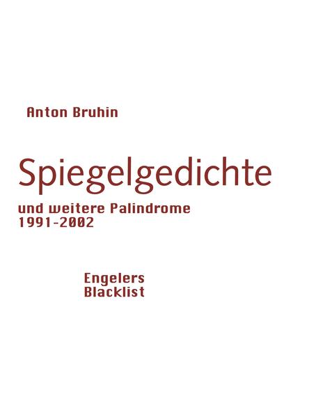 Es ist dem Verleger ein besonderes Glück, dieses Buch wieder liefern zu können: Während 11 Jahren, zwischen den beiden Palindromjahren 1991 und 2002, hatte Anton Bruhin Palindrome geschrieben, deren virtuose Sammlung hier vorliegt: die Palette reicht von würzigen Vierzeilern und stattlichen Vielstrophern bis hin zu seitenlangen Kaskaden und gar einem ganzen Singspiel. Ihr Witz besteht nicht allein darin, dass sie von ihrem Anfang wie von ihrem Ende her gelesen werden können: Ein Hirn, das in Palindromen denkt, dreht definitiv anders.