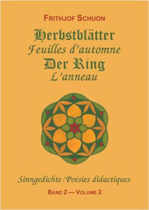 Achtung! Es handelt sich um eine zweisprachige Ausgabe (deutscher Originaltext und französische Übersetzung). Für die ausschliesslich deutsche Ausgabe, suchen Sie bitte ISBN 9783907862100. Die deutschen Sinngedichte von Frithjof Schuon bilden eine metaphysische und geistige Gesamtheit, die die wesentlichen Lehren dieses Meisters in einer ebenso zugänglichen wie unmittelbaren Form vereinigt. Die quintessentielle Esoterik, die er uns darbietet, ist von der "Einfachheit" der nackten Wahrheit. Schuons Dichtung verbindet sich mit dieser Einfachheit und lässt das Elixier seiner Weisheit in musikalischer Weise fließen. Diese Dichtung ist direkt-durch die Wahl einer Ausdrucksweise, die vor allem den ästhetischen "Schock" einsetzt, die "mentale Schönheit", um Schuons Bezeichnung der Dichtkunst zu verwenden, und dies erreicht sie durch das Zusammenführen von Urgehalt und Form, durch eine "Musikalisierung" der geometrischen Lehrkonzepte, um damit tief die Seele zu berühren, ohne Umwege oder rhetorische Vorsichtsmaßnahmen. Als solche, in ihrer Einfachheit und Direktheit, mögen diese Gedichte wie eine letzte Barmherzigkeit erscheinen, ein wenig wie eine letzte uns zugeworfene Rettungsschnur