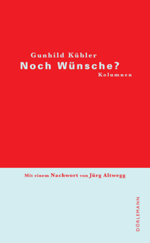 In ihren in der NZZ am Sonntag erscheinenden Kolumnen notiert Gunhild Kübler Einbrüche des Unerwarteten, Unerwünschten und Unheimlichen in unseren Alltag. Sie kratzt an der Oberfläche tagesaktueller Debatten, hinterfragt wohlfeile Erklärungen und findet dabei zu eigenen verblüffenden Antworten, die zum Selberdenken verleiten. Sie schreibt über Zivilcourage, über die Hochdeutschen in der Schweiz, über neuste Imageprobleme des Feminismus und das Recht auf Selbstbestimmung bis in den Tod hinein. Und sie geht der Frage nach, warum es uns so selten gelingt, glücklich zu sein. Gunhild Küblers Kolumnen sind pointiert geschriebene kleine Essays, die über den Tag hinaus gehen, Spiegelungen von Alltäglichem, die unsere Gesellschaft in kurzen Aufrissen erhellen. Zugleich sind sie aber auch die Spiegelung eines klugen offenen Kopfes mit genauem Auge und empfindlichem Ohr.