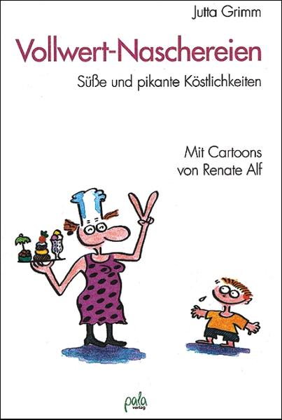 Auch wer sich vollwertig ernährt, nascht gerne. Gerade Kindern gegenüber hilft der erhobene Zeigefinger meist auch nicht weiter. Hier gibt es Rezepte für selbst gemachte Nasch- und Knabbersachen aus gesunden Zutaten. Mit Cartoons von Renate Alf.