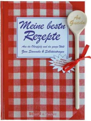 Das ideale Geschenk mit oberpfälzer Flair - mit integriertem Holzkochlöffel! Ein Rezeptbuch, gefüllt mit Lieblingsrezepten - dafür ist diese liebevoll gestaltete Kochbuch zum Sammeln und Eintragen genau richtig. Der himmlischen Zwetschgendatschi, die genialen oberpfälzer Gerichte, die nicht vergessen werden dürfen, die unvergleichlichen Genüsse der internationalen Küche: Dieses Rezeptbuch bietet viel Platz für ihre persönlichen oberpfälzischen und internationalen Rezeptfavoriten. Als Bonus hat die Bestsellerautorin Roswitha Scheidler 15 erprobte Rezepte aus ihrer Internationalen Rezeptsammlung beigesteuert.