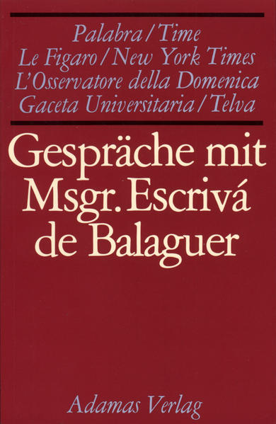 In sieben Interviews mit der Weltpresse gibt der Opus Dei-Gründer detailliert Auskunft über Geist, Struktur und Arbeitsweise des Opus Dei. Aufgenommen in den Band ist auch ein Schlüsseltext zum Verständnis des Werkes: "Die Welt leidenschaftlich lieben", der plausibel Möglichkeiten der Präsenz des Christlichen in der heutigen Welt aufzeigt.