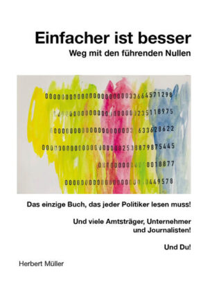 Einfacher ist besser Unsere Welt wird immer komplexer, Veränderungen werden gravierender und dynamischer. Das Leben wird daher ständig komplizierter. Ein Prozess, der an den Grundfesten unserer Gesellschaft rüttelt und sie zum Wanken bringen kann. Eine unumkehrbare Entwicklung, die durch nichts aufzuhalten ist und die auch unsere demokratische Grundordnung erschüttern kann? Es gibt allerdings eine Kraft, die man dagegen setzen kann, ja zwingend muss: Die Kraft der Einfachheit! Wie ein heller Stern leuchtet diese Aussage: „Das Größte und Wunderbarste ist das Einfache!“ Doch einfachere System und Abläufe gibt es nicht automatisch. Denn es gilt: „Einfaches schwierig zu machen ist einfach, Schwieriges einfach zu machen ist schwierig!“ Im vorliegenden Buch werden diverse Denkanstöße zu Vereinfachungen gegeben. Man muss nur wollen und den Mut zur Umsetzung haben. Bleiben Sie gespannt, denn: „Es ist unmöglich, aber machbar!“