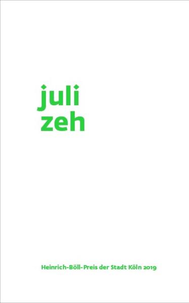 Die Schriftstellerin Juli Zeh ist Trägerin des Kölner Heinrich-Böll-Preises 2019. Aus diesem Anlass entstand der 3. Band der Preisreden in der Schriftenreihe des Heinrich-Böll-Archiv und des Literatur-in-Köln-Archiv (LiK). In der Begründung der Jury wurde hervorgehoben, dass Juli Zeh zu den Schriftstellerinnen zählt, die einen der ersten Plätze in der deutschen Gegenwartsliteratur für sich in Anspruch nehmen dürfen. Zeh bewegt sich in ihren Texten "im Grenzbereich von Literatur und Politik, von Dichtung und Wahrheit". Die nie dominierende Politik durchdringe ihre Prosa selbst dort, wo kein politisches Wort falle. Das Werk der gebürtigen Bonnerin kann als Beleg für eine Repolitisierung von Schriftstellern und Schriftstellerinnen gelesen werden und dies gilt zweifelsohne auch für Zehs öffentliche Wirkung und ihr politisches Engagement. - Der Band beinhaltet die Dankesrede der Preisträgerin, die Laudatio von Burkhardt Spinnen sowie faksimilierte Seiten aus den Notizbüchern von Juli Zeh.