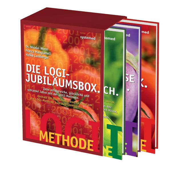 ... und wer hat’s erfunden? 10 Jahre LOGI - feiern Sie mit! Mit einer großen Jubiläumsbox - zum extraschlanken Preis. Die LOGI-Standardwerke »Glücklich und schlank«, »Das große LOGIKochbuch « und »Das neue große LOGI-Kochbuch« im dekorativen Schuber sind der ideale Einstieg in die kohlenhydratreduzierte Ernährung. Fast 600 Seiten, 360 Rezepte, zahlreiche Tipps und Infos aus zehn erfolgreichen Jahren Praxis mit der LOGIMethode. Über 450.000 Leser in zehn Jahren sprechen für sich! Nur solange der Vorrat reicht!