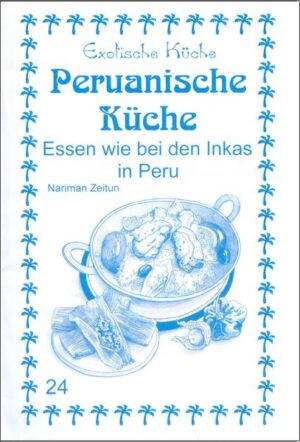 Je nach Region ist die Küche Perus unterschiedlich, unsere Rezepte haben wir aus dem ganzen Land zusammengestellt. Als Vorspeise wird in Peru gerne Ceviche gegessen (in Limettensaft marinierter Fisch, Meeresfrüchte oder auch Gemüse). Außerdem gibt es schmackhafte Tamales (in Bananen- oder Maisblättern gedämpfte Teigtaschen). In Peru sind Süßkartoffeln, Yam, Cassava, Quinoa, alle Fleisch- und Fischsorten, die gekocht, gebraten oder gedämpft werden sehr beliebt, ebenso Reis und Kartoffeln.