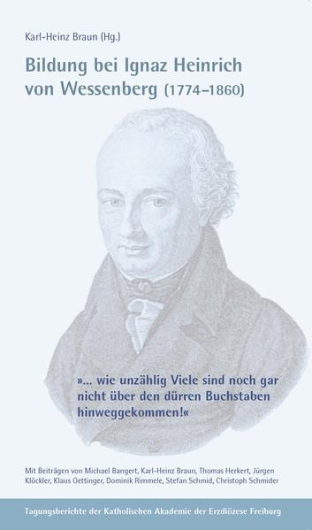 Ignaz Heinrich von Wessenberg bewirkte mit seinem Bildungsprogramm mehr als alle anderen kirchlichen Repräsentanten des 19. Jahrhunderts im Erzbistum Freiburg. Die von ihm ausgebildeten Geistlichen vermittelten weit über ihr eigenes Umfeld hinaus das pastorale und geistige Erbe des letzten Konstanzer Generalvikars und Bistumsverwesers. Wie nachhaltig eine auch dem Menschen gerecht werdende und zugleich essenzielle Theologie ist, kann am Beispiel Wessenbergs studiert werden, der, in unterschiedlichen Rollen versiert, das (katholische) Christentum als eine den Menschen zutiefst erfüllende und zugleich auf die Zukunft offene Religiosität bedacht und verbreitet hat.