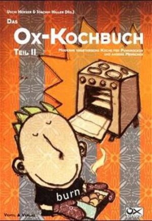 Noch mehr Rezepte von Punkrockern. nicht nur für Punkrocker. Auch hier gilt: Gnadenlos alltagsgetestet. Mit Musik. Lecker, fleischlos, gut. Für blutige, aber vegetarische Laien genauso tauglich wie für den ambitionierten Hobby-Koch und natürlich auch die Hobby-Köchin. Yummy! Der zweite Band des beliebten Ox-Kochbuchs verfolgt wie der erste das Konzept: Vegetarier haben nicht nur mehr Spaß beim Kochen, sondern auch beim Essen. Alle Kochtipps stammen von Menschen aus der Szene, von Musikern, Comiczeichnern oder Plattenlabels, die hier nicht nur ihr liebstes vegetarisches oder veganes Rezept vorstellen, sondern auch einen Musiktipp angeben, der sich zum Kochen und beim gemeinsamen Essen besonders gut eignet.