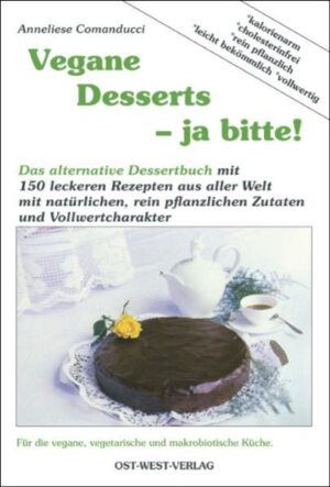 Erfreuen Sie sich an: - Kuchen und Torten / Keksen und Kleingebäck / Warmen und kalten Nachspeisen / Puddings, Cremes und Marmeladen / Hausgemachten Bonbons, süßen Getränken und vielen anderen Leckereien aus aller Welt. mit vollwertigen, rein pflanzlichen Zutaten und unter Berücksichtigung der gesundheitlichen Anforderungen einer veganen Lebensweise. Alle Rezepte sind rein pflanzlich und ohne Milchprodukte u. Eier / ohne Zucker und Honig / ohne Hefe und künstl. Backhilfsmittel / Umwelt- und klimafreundlich / freundlich gegenüber der Tierwelt. Die Back- und Dessertkunst Österreichs ist weltberühmt. Wer hat nicht schon einmal Sachertorte, Kaiserschmarren, Linzertorte oder Palatschinken kennengelernt - um nur einige der österreichischen Spezialitäten zu nennen. Auf diesen heimischen Künsten aufbauend, entwickelte Anneliese Comanducci mit viel Freude die Rezepte dieses Buches, die nicht nur lecker, sondern auch gut für unsere Gesundheit, unsere Figur, das Leben der Tiere und die gesamte Umwelt sind. Die Autorin studierte in vielen Ländern der Welt die Verwendung pflanzlicher, vollwertiger Zutaten für eine gesunde Naturkostküche und erzeugte eine Synthese zwischen österreichischen Dessertrezepten und den gesundheitlichen und ethischen Ansprüchen, die an Nahrungsmittel und deren Verwendung gestellt werden sollten. Bisher war es oft so, daß Süßes und Leckeres in vielerlei Hinsicht als nicht zuträglich galt - das muß aber nicht sein, wenn man die Rezepturen zum einen richtig zusammenstellt und zum anderen beachtet, in welchem Rahmen und welcher Menge man sie verzehrt. Die Anzahl der Menschen, die gesund leben, mit ihrer Ernährung der Tierwelt kein Leid mehr zufügen, unsere Umwelt erhalten und unser Klima und unsere Lebensgrundlagen schonen möchten, wächst rapide an und viele suchen hierzu praktische Anleitungen. Als Beitrag dazu finden Sie in dem vorliegenden Buch eine Fülle von erfrischenden und entspannenden Rezepten, die auf vollwertigen Nahrungsmitteln basieren und ohne Milchprodukte, Eier, Zucker, Honig und Hefe mit rein pflanzlichen Zutaten bereitet werden - und doch lecker sind! Hier finden Sie wahre Kochkunst: Gesundheit und Sinnesverlangen im richtigen Verhältnis und mit den richtigen Mitteln. Um aufzuzeigen, daß dies auch in jedem anderen Land anwendbar ist, erweiterte die Autorin die Rezepte um viele andere traditionelle und neue Leckereien aus aller Welt. Um Beispiele zu zeigen, wurden Farbfotos eingefügt. Das Ergebnis ist dieses vorliegende Buch, welches jung und alt zur Freude gereichen soll.