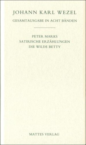 'Hrn. PETER MARKS erbauliche Matrimonialgeschichte [ist] ein herrlich Fressen für den größeren Haufen unsrer Tischgänger' gewesen, ließ Christoph Martin Wieland, Herausgeber des TEUTSCHEN MERKUR, seinen Mitarbeiter Johann Heinrich Merck über die Reaktion des Publikums auf die in ihrem Journal fortsetzungsweise erschienene Erzählung von Johann Karl Wezel wissen. Und an den Autor schrieb er: 'Ihre Ehstandsgeschichte ist gern gelesen worden'. Wezel befestigte mit diesem von den Lesern günstig aufgenommenen kleinen Roman seinen frühen schriftstellerischen Ruhm und lieferte mit der WILDEN BETTY wenig später das von der zeitgenössischen Kritik als 'schuldige Satisfaction' verbuchte Gegenstück zu der aus männlicher Perspektive entworfenen 'satyrischen Gallerie von Eheweibern'. Neben diesen das Verhältnis der Geschlechter erkundenden Texten enthält der vorliegende Band die insbesondere unter dem Einfluß des Conte philosophique stehenden SATIRISCHEN ERZÄHLUNGEN, in denen Fragen wie die nach dem Vorrang der antiken vor der modernen Kultur (oder umgekehrt), religiöser Toleranz, angemessenen Erziehungsmethoden, den Abgründen der menschlichen Psyche und der ,besten aller möglichen Welten` aufgeworfen werden. Sowohl diese kürzeren Prosastücke, als auch die episodenhaften Eheromane bieten in der Tradition der horazischen Poetik Unterhaltung und Belehrung zugleich. Die Edition präsentiert die Texte Wezels in der Fassung der Erstdrucke und begleitet sie mit einem ihr Verständnis im literatur- und kulturgeschichtlichen Kontext ermöglichenden ausführlichen Überblicks- und Stellenkommentar.