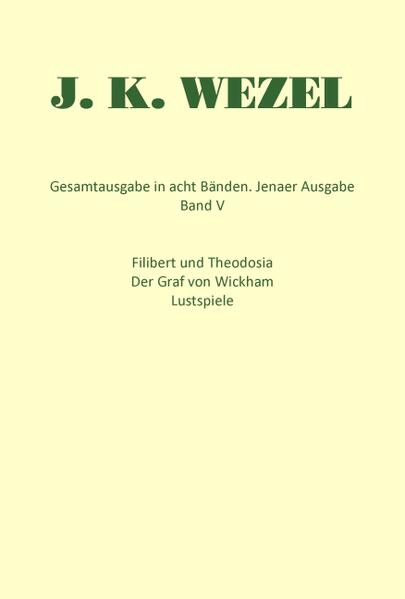 In diesem Band finden sich neben Komödien in sehr unterschiedlichem Umfang - vom Einakter bis hin zum klassischen Fünfakter - Schauspiele, ein Monodrama sowie ein Opernlibretto. In Wezels Lustspielen geht es mehr oder weniger um das gleiche wie in den meisten Lustspielen der Zeit: entweder um Geld oder um Heiraten, meistens aber um beides zusammen. Paare werden verkoppelt und verschachert, entzweien sich, prüfen sich, kriegen sich wieder