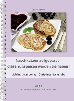 …ein absolutes Muss für alle Schleckermäuler! Welche Süßspeise steht bei Ihnen als erstes auf dem Tisch? Sind es die Apfelbällchen mit cremiger Vanillesoße, die Bananen im Teigmantel oder die Knuspernudeln mit Heidelbeerkompott, …oder lieber die Kokosnockerl, der Quarkstrudel oder die Waffeln mit Kirsch-Amaretto-Soße? Tja,… oder am liebsten doch die Dampfnudeln und Rohrnudeln wie zu Omas Zeiten? Ich gebe Ihnen einen Tipp, schlemmen Sie sich ein-fach von vorne bis hinten durch, jedes Rezept ist auf alle Fälle eine Sünde wert. Sie finden hier: 69 Süßspeisen und viele Beilagenrezepte mit Farbfotos. Besuchen Sie meinen Onlineshop: www.christines-rezepte.de