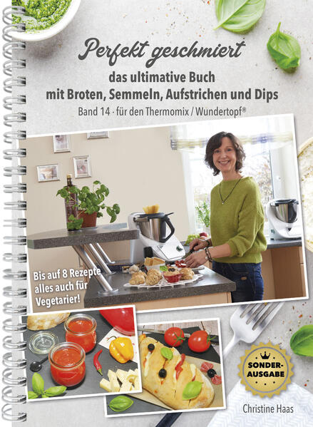 Hier läuft alles wie geschmiert! Dieses hammermäßige Buch müssen Sie unbedingt haben! Mit dem Duft von frisch gebackenem Brot und Semmeln aufzuwachen ist doch einfach nur klasse. Sie sind, zusammen mit einem Dip oder Aufstrich, auch genau das Richtige für Gäste, wenn es eigentlich „nichts“ zum Essen geben soll. Alle Rezepte habe ich persönlich für Sie getestet. Die Zubereitung klappt auch ohne Thermomix. Lassen Sie sich die Brote, Semmeln, Aufstriche und Dips schmecken! Es geht nun einmal nichts über Selbstgemachtes! Was würden Sie am liebsten gleich ausprobieren? Acma - die türkischen Kringel, oder Aioli, meinen Lieblingsdip mit Aufbacksemmeln, Bagels, Bauernkrustenbrot, Ciabatta, oder lieber ein Baguette, z.B. das Walnuss-Chili-Baguette, Fitness-Semmeln, Fladenbrötchen, Käse-Brezenzöpferl, Laugencroissants, Laugenecken, Kornspitz, Kürbiskernbrot mit Pesto oder Marmelade, Thunfisch-Baguette, das Wurzelbrot mit Tofu-Aufstrich oder Vinschgauer mit Curry-Aprikosen-Dip, Eier-Schnittlauch-Creme, Speck-Honig-Dip oder Feigen-Ziegenfrischkäse-Aufstrich. Ich finde, Sie müssen einfach alles aus diesem Buch testen!