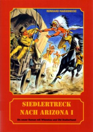 Ein Siedlertreck, hauptsächlich aus deutschen Auswanderern bestehend, bricht von St. Louis auf, um in Arizona eine neue Heimat zu finden. Die Westmänner Old Firehand, Dick Hammerdull und Pitt Holbers haben den unerfahrenen Siedlern ihre Hilfe angeboten und begleiten den Treck durch das fremde Land, in dem viele Gefahren lauern. Unter den Auswanderern befindet sich der junge Deutsche Wolfgang Stendel, den ein belastendes Erlebnis schwermütig gemacht hat. Auf Drängen Old Firehands offenbart er sich ihm endlich. Unmittelbar danach tauchen Old Shatterhand und sein Blutsbruder, der Apachenhäuptling Winnetou auf. Sie sind im Besitz eines Steckbriefs, der demjenigen eine hohe Belohnung verspricht, der Wolfgang Stendel tot oder lebendig ausliefert. Was das bedeutet, müssen die Auswanderer zu ihrem Leidwesen schon bald erkennen. Eine Bande übler Kopfgeldjäger, unterstützt von Comanchen, deren Häuptling dem Feuerwasser verfallen ist, überfällt den Treck. Werden Old Shatterhand, Winnetou und ihre Freunde den Menschen helfen können, die der Skrupellosigkeit der Banditen nicht gewachsen sind? Freuen Sie sich auf ein neues Abenteuer mit den unsterblichen Helden Karl Mays! Spannung, Humor und ein fundiertes Wissen um historische Begebenheiten sind wie immer das Markenzeichen des Autors Reinhard Marheinecke.