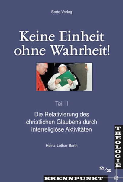 An den ersten Band ‚Überlegungen zur antichristlichen Ideologie des Ökumenismus’ anschließend zeigt Dr. Heinz-Lothar Barth anhand einer Fülle von Belegen aus der jüngsten Kirchengeschichte auf, wie der christliche Glaube aktuell gerade durch interreligiöse Aktivitäten in der katholischen Kirche eine unheilvolle Relativierung erfährt. Mit Bedau- ern stellt der Autor fest, daß Benedikt XVI. im Ökumenismus den Kurs fortsetzt, der von Johannes Paul II. eingeschlagen worden war, auf den er sich jetzt selbst immer wieder ausdrücklich beruft. Äußere Zeichen dieser Kontinuität beider Pontifikate sind dessen Seligsprechung vom 1. Mai 2011 und das 3. interreligiöse Gebetstreffen in Assisi vom 27. Oktober 2011, zu dem Benedikt XVI. persönlich eingeladen hat, um der seiner Meinung nach „historischen Geste“ seines Vorgängers vor 25 Jahren „feierlich“ zu gedenken.-So neu dieses Denken für die Kirche ist, das als „Geist von Assisi“ um sich greift, als so faul erweisen sich bei näherem Hinsehen seine Wurzeln. Es geht bei dieser Frage tatsächlich um den Fortbestand der Kirche, weil der Glaube in Gefahr gebracht wird! Dieses Buch zeichnet sich nicht aus durch Freude an der Kritik, wohl aber durch wissenschaftliche Sachlichkeit und durch den Geist der Liebe zum überlieferten Glauben, in dem es geschrieben wurde.