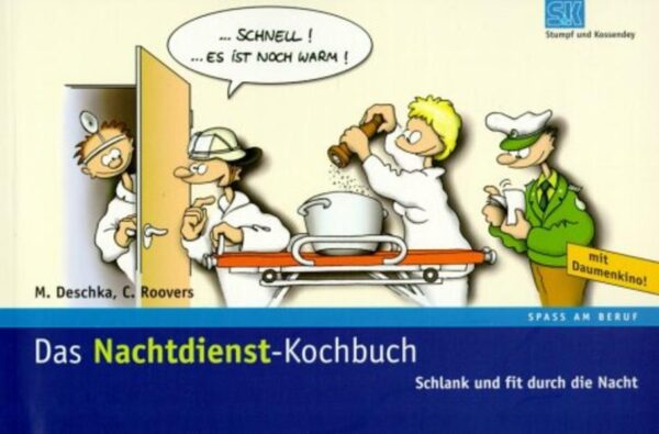 Ausgeklügelte Zusammenstellungen von Allerweltslebensmitteln aus dem Supermarkt um die Ecke, die trotzdem die Raffinesse der modernen Küche nicht vermissen lassen. Lukullische Kostbarkeiten, die einerseits den schmalen Geldbeuteln und verwöhnten Gaumen der Nachtdienstler, aber andererseits auch der spartanischen Küchentechnik der Dienststelle gerecht werden. Abgerundet wird die Rezeptsammlung mit einem unterhaltsamen Daumenkino für lange Stunden nach Sendeschluss sowie Szenebildern aus dem Nachtdienstleben aus der Feder des beliebten Karikaturisten 'OLAF'.