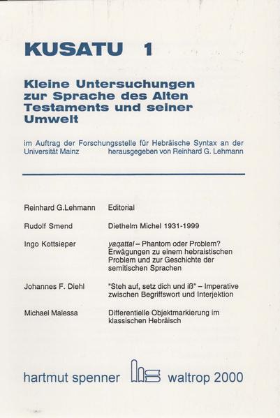 KUSATU 1. | Rudolf Smend, Ingo Kottsieper, Johannes F Diehl, Michael Malessa, Reinhard G Lehmann