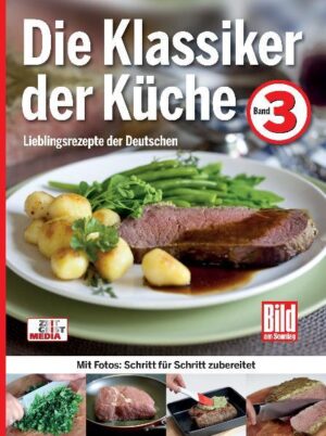 Die Fortsetzung der erfolgreichen Kochbuch-Reihe "Die Klassiker der Küche", zusammengestellt von BILD am SONNTAG. Der dritte Band enthält 55 weitere beliebte Gerichte wie Kartoffelsuppe, Leipziger Allerlei, Schmorbraten oder Bayerische Creme. Das Kochen nach diesen Rezepten ist spielend leicht, denn im bewährten Schritt-für-Schritt-Prinzip wird jeder Handgriff mit Fotos erklärt.