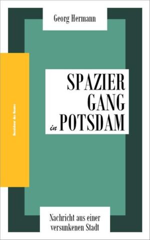 Georg Hermann bittet zu einem Spaziergang durch das Potsdam von 1926. Zuerst macht er den Leser mit dem einstigen Zentrum der Stadt vertraut, dem Stadtschloss und den Bauten am Alten Markt, um ihn anschließend durch die Straßen und Gassen der umliegenden Altstadt und der angrenzenden Areale der beiden „Stadterweiterungen“ des 18. Jahrhunderts zu locken. Den Glanzpunkt der Unternehmung, den Park Sanssouci mit seinen Bauten und Kunstwerken zu durchstreifen, bewahrt er sich bis zuletzt. Das kunsthistorische und architektonische Wissen des Autors und seine Lust, es dem Leser auf unbekümmerte, ganz persönliche Weise nahe zu bringen, machen dieses Büchlein zu einer Kostbarkeit.